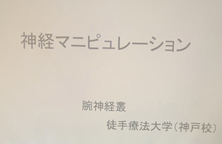 神戸校実技講習の開催報告。腕神経叢（長胸神経・肩甲上神経・肩甲背神経）の絞扼障害に対する評価と神経マニピュレーション技術を解説 。臨床力を高めるための学習環境についても触れています。