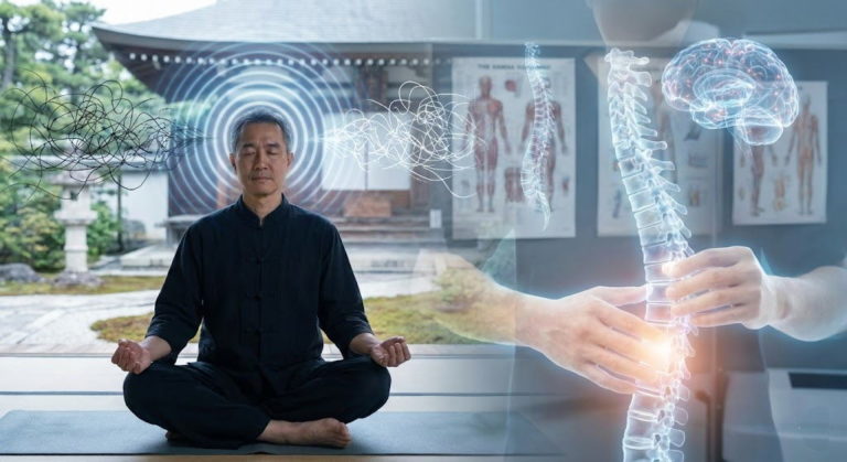 瞑想によって心のノイズを静め、臨床の触診技術と診断力を高める治療家のイメージ画像